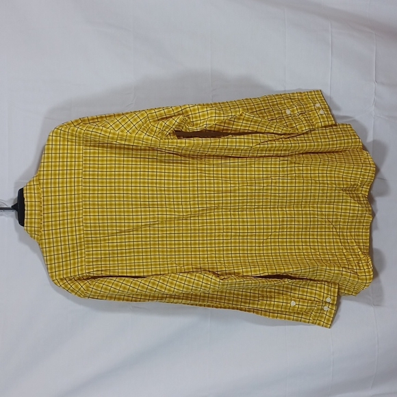 Men's Carhartt Plaid Button up Long Sleeve Size L Yellow White Blue Gray - Picture 6 of 7